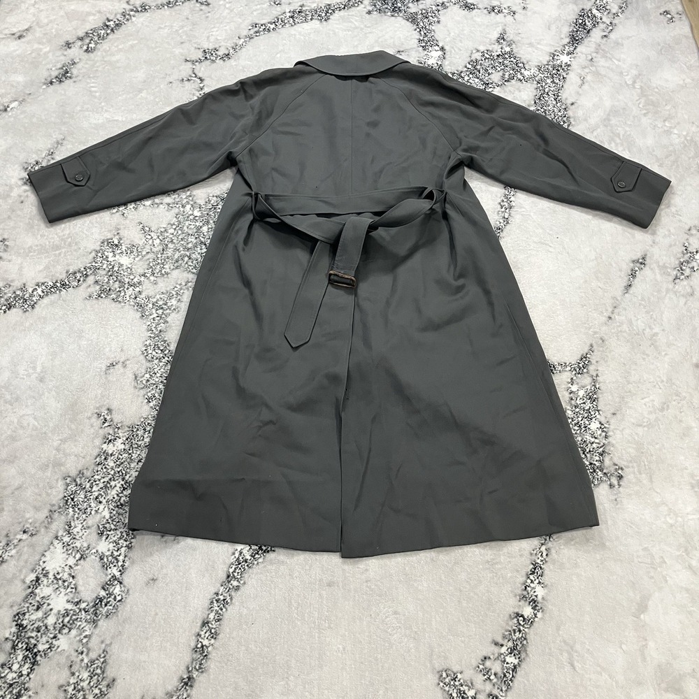 Burberrys London Womens 10 Long Rain Coat Gray Hidden Button Made In England - Picture 16 of 16